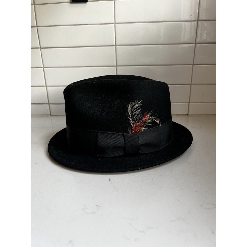 Goorin Bros. Fedora Hat "The Doctor" Black Large w/ Feathers - Picture 6 of 13